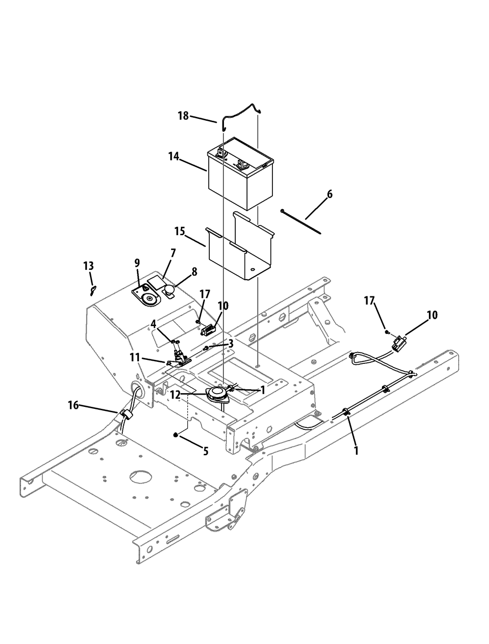 Electrical Diagram and Parts List for Z-FORCES48 (17AI5BHB-17AI5BHB010)(2013) Cub Cadet Lawn Tractor